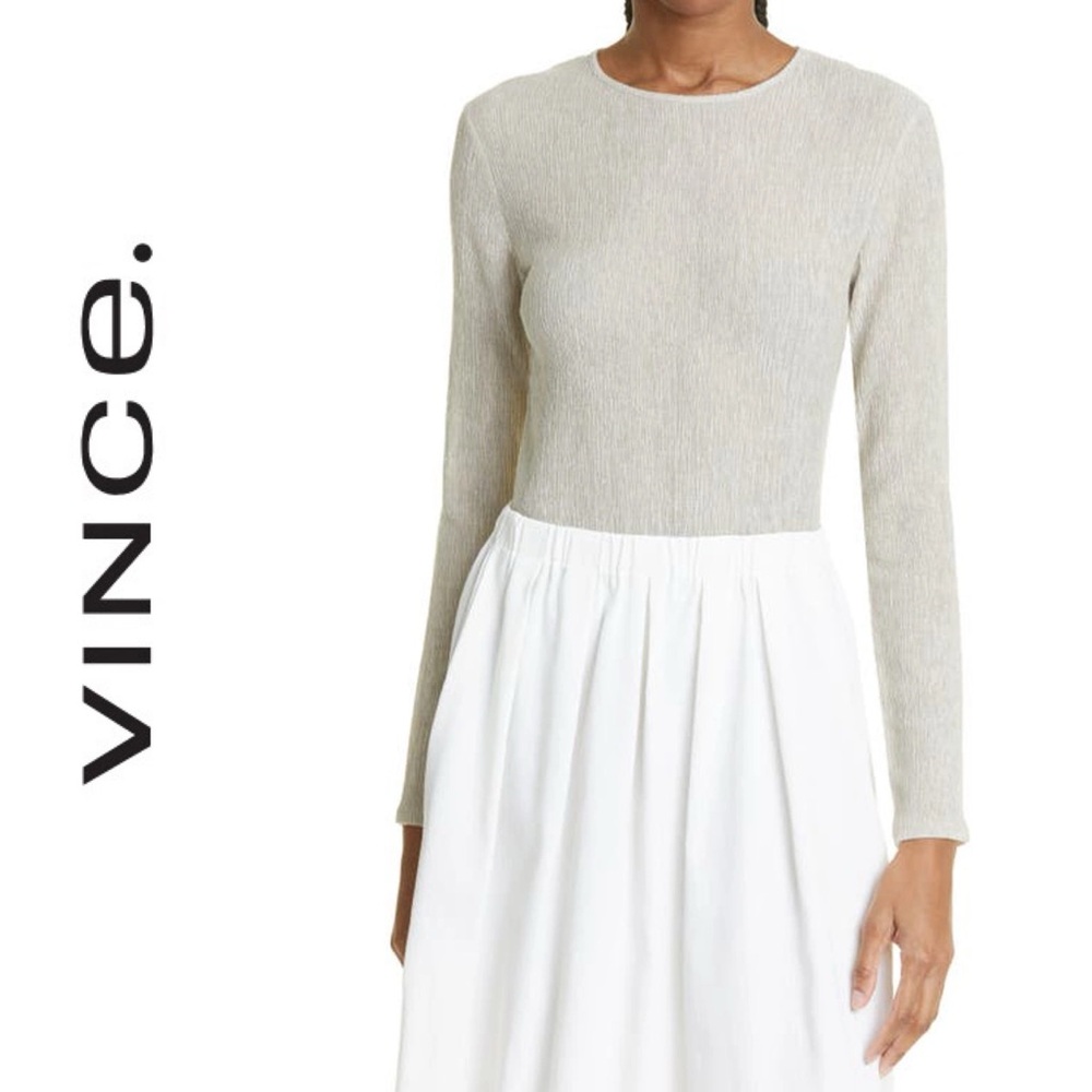 VINCE NEW Long Sleeve Soft and Silky Crinkle Top Womens Size Large